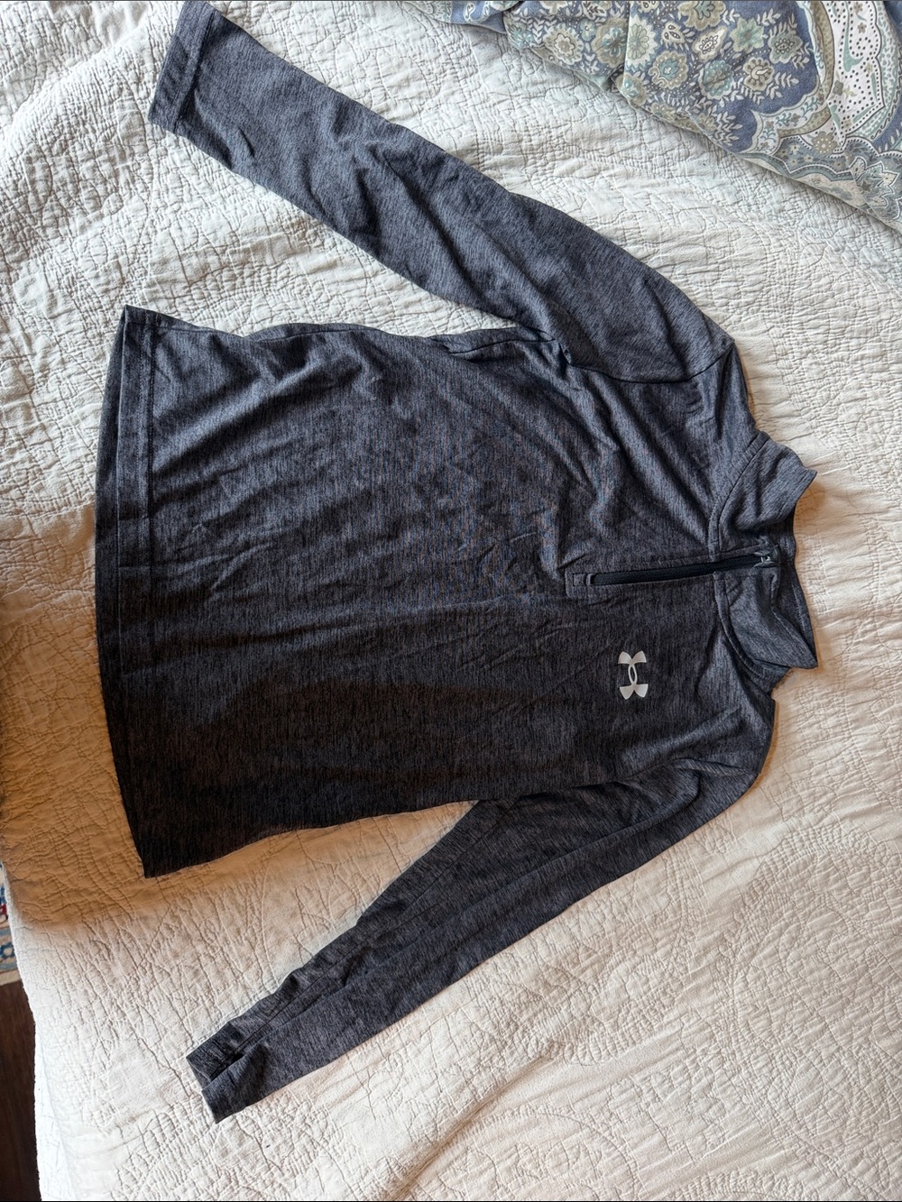 Under Armour Boys Dark Gray 1/4 Zip Long Sleeve Top